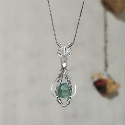 Handmade Raw Stone Wire-Wrapped Pineapple Crown Pendant Necklace - Interchangeable Gem System, Viral Summer Charm & Celebratory Keepsake
