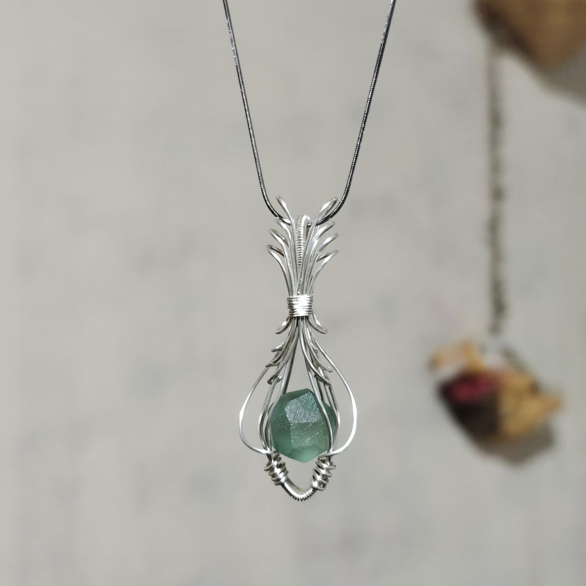 Handmade Raw Stone Wire-Wrapped Pineapple Crown Pendant Necklace - Interchangeable Gem System, Viral Summer Charm & Celebratory Keepsake