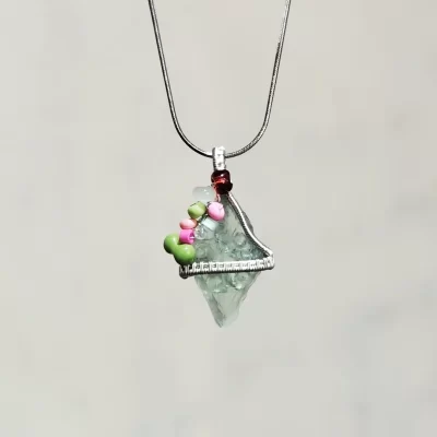 Handmade Green Fluorite Wire-Wrapped 'Spring Whisper' Pendant Necklace - Collarbone-Skimming Freshness, Limited Edition Holiday Gift